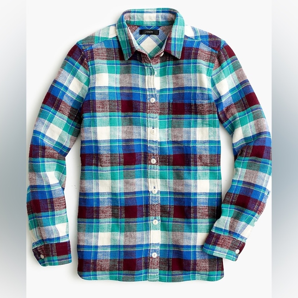 J. Crew Shrunken Boy Shirt In Gemstone Plaid